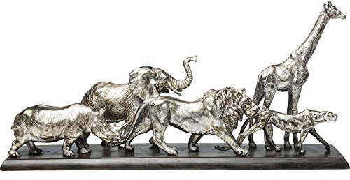 Kare Design Deko Objekt Animal Journey, Silber, Deko Objekt, Tier Safari, handgearbeitet, Unikat, 36x71x16 cm (H/B/T)
