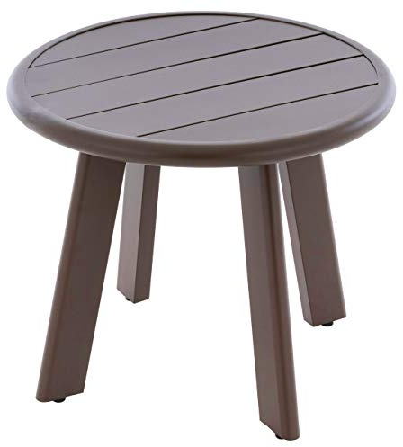Nexos Trading Beistelltisch Aluminium Farbe dunkel-braun Terrassentisch Balkontisch Veranda-Tisch 52x45 cm mit runder Tischplatte