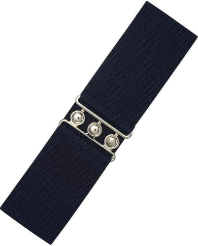 Ro Rox Damen Breiter Elastischer Taillengürtel im Retro Vintage Stil – Stretchgürtel für Kleider, 50er Jahre – Silberne oder Goldene Schnalle