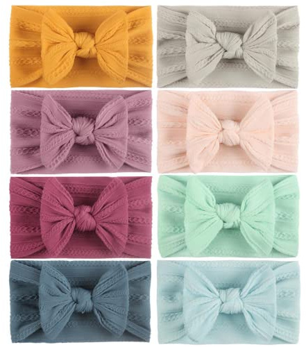 Baby Turban Headband Set-Bowknot Hairband Soft Cute Headwear Elastic for Newborn/Girls/Boys/Kids Gift as Toddler Headdress Photography Props Accessories (E)
