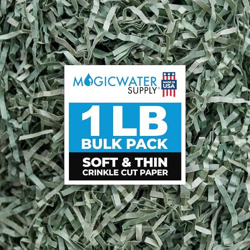 MagicWater Supply - 1 LB - Sage - Soft & Thin Crinkle Cut Paper Shred Filler great for Gift Wrapping, Basket Filling, Birthdays, Weddings, Anniversaries, Valentines Day, and other occasions