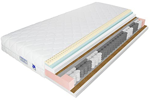 TULENA NOX Taschenfederkern Matratze 80x200 Federkernmatratze H4 + H5 Comfort Plus 25cm hoch Probeschlafen Rollmatratze Wendematratze