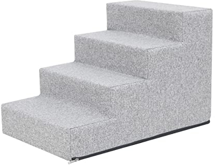 Haustiertreppe mit 4 Stufen, Hundetreppe, Katzentreppe, für schwache Tiere, für alte Tiere, Aufstiegshilfe, Asche Inari, L - 40 x 60 x 40 cm