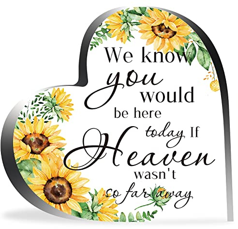 CREATCABIN Acryl Herz Memorial Geschenk Sonnenblumen Muster Sympathie Trauer Beileid Sentimental Geschenke Für Beileid Trauer Tischdekoration 3.9,(5) cm