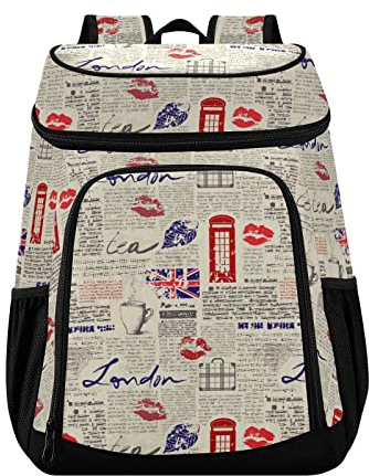 Vintage-Zeitungs-Kühlrucksack für Damen und Herren, Picknick-Kühltaschen, isoliert, große Kapazität, Lunch-Taschen für Arbeit, Angeln, Wandern, Camping, Park, Strand