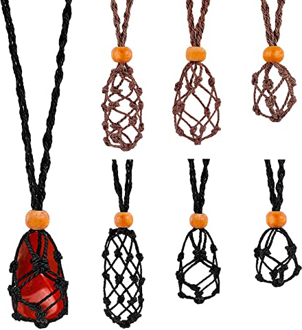 PandaHall 6 Stück Leerer Steinhalter Anhänger - 2 Farben Kristall Halskette Halter Mit Verstellbarer Kordel - Gewebte Kristallkäfig Seil Anhänger Für Stein DIY Armband Schmuckzubehör