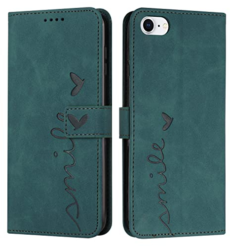 VEEMOS Klapphülle für iPhone 8 / iPhone 7 / iPhone SE 2020 2022 Hülle Klappbar Handyhülle mit Kartenfach Ständer Schutzhülle Handy Tasche Leder Flip Book Case Cover Handytasche - Türkis