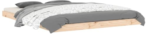 vidaXL Estructura de Cama Madera Maciza de Pino 135x190 cm, Cama, Muebles de Dormitorio, Cama de Madera, Cama Doble, Estructura de Cama de Madera