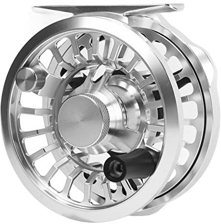 Focket Fliegenfischerrolle, wasserdichte Aluminiumlegierung 3/4 Große Arbor-Fliegenrolle mit Aufbewahrungstasche, Linke Rechte Hand Hochfeste, Leichte Fliegenfischerrad-Fliegenrolle