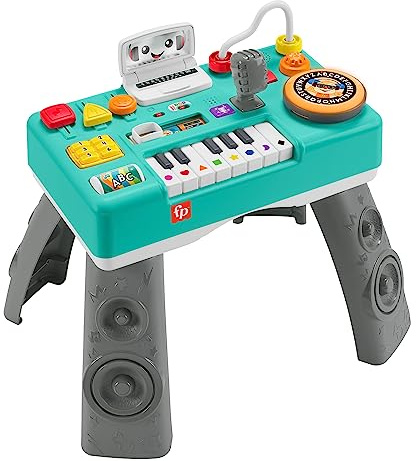 Fisher-Price aktivitetsbord för baby och småbarn, Laugh & Learn Mix & Learn DJ-bord, musikalisk leksak med ljus och ljud, GERMAN Version, HGX09