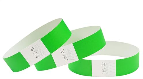 CINTAPUNTO 500 st tyvek inmatningsarmband, ID-armband, festivalarmband, neonarmband, för evenemang, säkerhet, fest, rivtålig, 16 färger (neongrön)