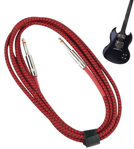 Generic Guitar Cable 10m, TRS Cable, Audio Cable, Jack To Jack Cable 6.35mm Guitar Lead Nylon Braided Jack Instruments Cable For Electric Guitar, Bass