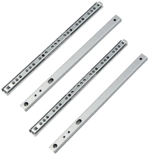 MOCNT 2 Paar (4 Stück) 374mm Schubladenführungen 17mm Nut Schubladenschienen Vollauszug Schubladenauszug Kugellager Stahl Schienen Schubladen Auszugsschienen Kabinett