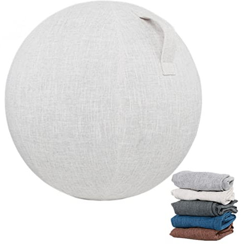 Dsongo Übungsballbezug 55/65/75 cm Yoga Ball Hülle Mit Griff, Gymnastikball Bezug Für Sitzball Fitnessstudio Training Balance Ball Abdeckung, HüLle füR Gymnastikball alance (Beige, 55cm)