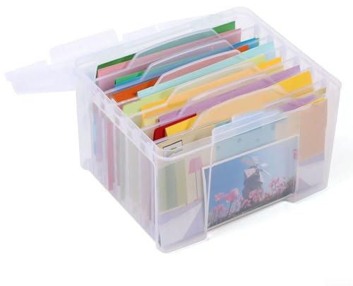 ReachMall Caja de almacenamiento de fotos, 6 rejillas ajustables para insertar fotos, caja de almacenamiento para guardar y clasificar todas tus fotos
