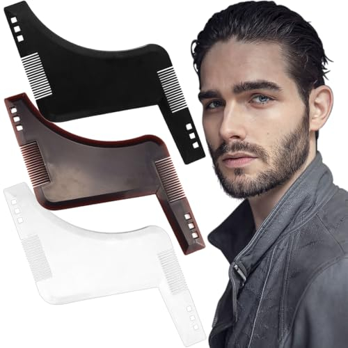 BDEPSTR 3 Stück Bartschablone, Bartstyler, Bartkonturenschablone, Bartkamm Styling Tool für einen perfekten Bartlook