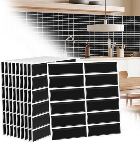 HENGMEI Adesivi per Piastrelle Cucina Sticker 3D Autoadesivi Pellicola Adesiva per Pareti per Bagno Soffitti Cucina, 10 Fogli, Tipo J
