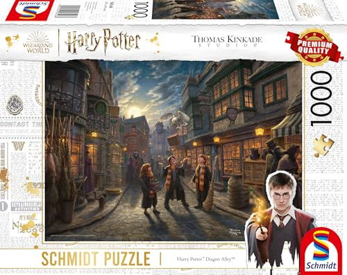 Schmidt Spiele 58548 Wizarding World, Harry Potter, Diagon Alley, Thomas Kinkade, 1000 bitar pussel, flerfärgad