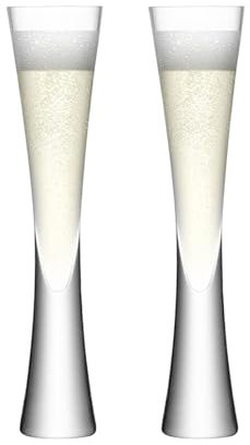 Eidoct 2 Crystal Champagne Flutes, 150ml Mouthblown & Handmade Glasses, Clear Liqueur Glasses for Prosecco, Mimosa, Cocktails & Wedding Toasts