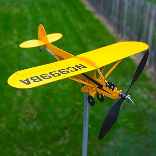 Airplane Wind Spinner Metal,Metal Garden Aircraft Wind Turbine Windmill Garden Pile, Aircraft Sculpture, Rainproof Wind Sculpture, Suitable for Courtyard, Outdoor, Garden, Terrace,large