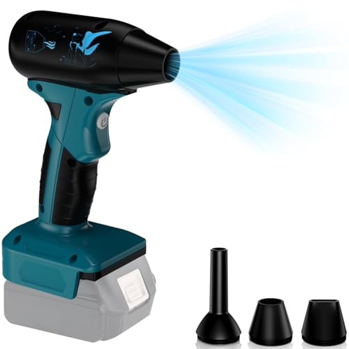 for Makita 18V Li-ion Lithium Battery Powered Jet Dry Blower, 130000RPM Compressed Air Duster, 4 Gear Adjustable Air Duster, Jet Fan Mini Air Blower for Garden, Car, Computer, Keyboard(No Battery)