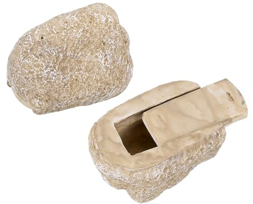 sourcing map Fake Rock Key Hider, Hide A Spare Key Outdoor Waterproof Fake Rock Hider Decoration Safe Storage Lock Box for Outside Garden Decoration, Cream White