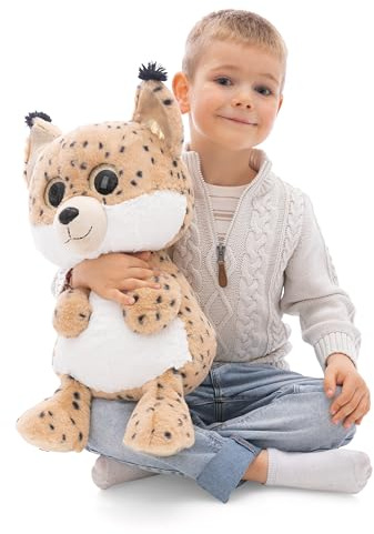 NICI GLUBSCHIS Kuscheltier Luchs Lenzo 45cm – beige – Weiches Plüschtier – niedliches Stofftier zum Kuscheln & Spielen – tolle Geschenkidee für Kinder & Erwachsene – 62210