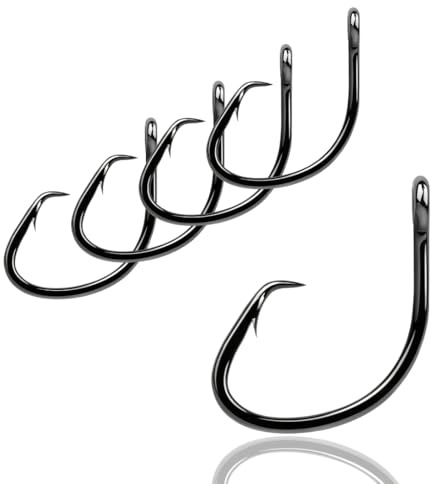 AMZfishing 5 ganci da wall Catfish Power Laser 3 X Circle | Ami per pesci predatori | Ami da pesca grandi | Ami da pesca affilati | Ganci circolari (5, b: 4/0)