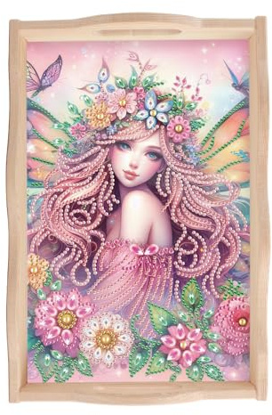 JISHSHAY Diamond Painting - Vassoio da servizio con elfo, con diamanti, per pittura, con strass, 20 x 30 cm