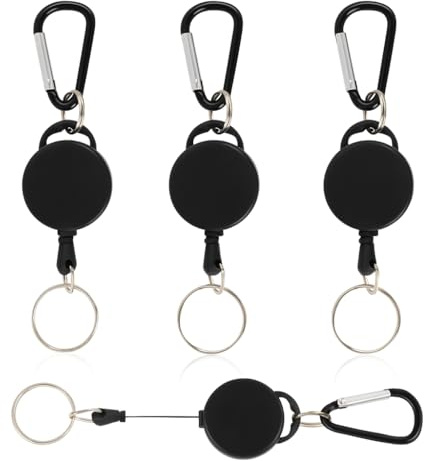 Tuwonwa 3 PCS Llaveros Extensibles Retráctil, Llaveros Extensibles Retráctiles con Cable De Acero 65cm, Llavero Retráctil, Porta Carnet Colgante, Mosquetón Para Soporte De Tarjeta Id