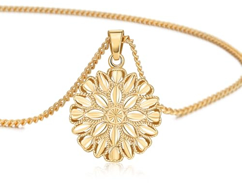 LETFLY 14K Gold Plated Sunflower Necklaces for Women, Sunflower Shaped Openwork Design Pendant Necklace Jewelry Gifts for Women