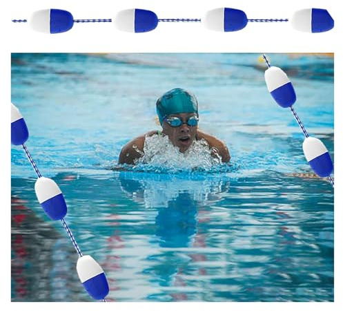 Swimming Pool Safety Rope, Pool Divider Float Line with Hooks for Water Park/Hotel/Villa/Home, High Visibility Nylon Pool Caution Rope Hazard Marker, Section Off Hazardous Areas