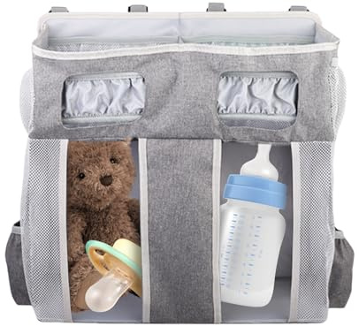 Bolsa de almacenamiento para bebé - Tamaño aproximado: 50 x 44 x 16 cm,| Múltiples compartimentos para pañales, Espacioso organizador colgante para cuna toallitas y toallas, Organizador Oxford durade