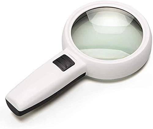 YCQYM Ingrandimento degli Occhiali ingranditi, ingrandire Il Vetro ingranditore Illuminato con luci Lenti di Grandi Dimensioni Adatte a Lettura, Test, Riparazione, Preparazione di Fiori di Zucchero,