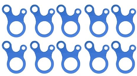 LOCADENCE 10 Stück Paracord Spann Seil Versteller, 3 Löcher Anti Rutsch Guyline Schnur Einsteller aus Aluminium Legierung, Zeltseil Spanner für Camping Wandern (Blue)