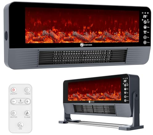 Radiador Electrico Bajo Consumo, Calentador de Pared 2 en 1 de Escritorio, 3 Modos de Funcionamiento, Pantalla Táctil LED y Control Remoto, Temporizador de 12H, Protección Antivuelco, 2000W