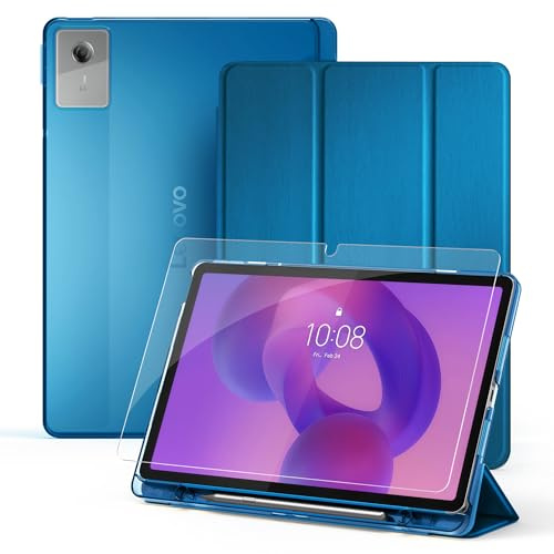 CACOE Custodia per Lenovo Idea Tab 11 pollici 2025 con pellicola protettiva – Ultra sottile con funzione leggio Slim PU Custodia protettiva in pelle PU, blu pavone