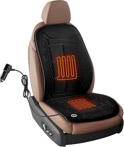 Buybai Car Seat Cover Comfortable Leather Seat Cushion Front Seat Covers,Vehicle Seat Protector Fit Most Vehicle, Cars, Sedan, Truck, SUV, Van with Full Back Support (1Pack Black)