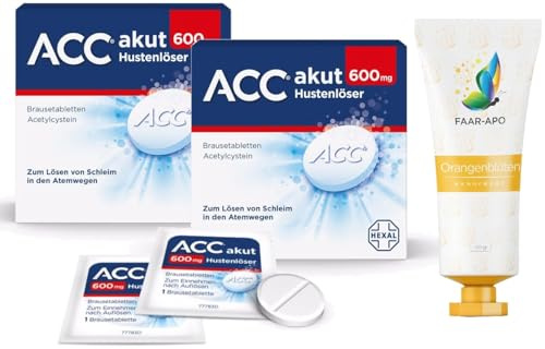 ACC 600 mg | 2x40 St. inkl. einer hochwertigen Handcreme Marke Faar-Apo | Hustenlöser für leichteres Abhusten | Nur 1x täglich | Schleimlöser