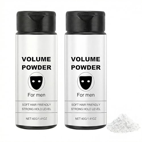 2 Polvos para el Cabello, Volumen de Cabello,Acabado Mate,Ingredientes Naturales,Polvos para el Cabello para Hombres,Mejoran la Textura y el Volumen para una Textura y un Estilo Duradero (2 x 40 g)