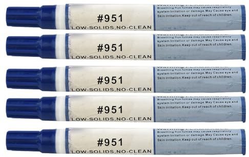 951 - Penna per saldatura, 10 ml, a bassa solidità, non pulita, per riparazione di schede PCB/FPC e manutenzione elettronica (confezione da 5)