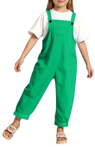 Generico Salopette Bambina Salopette Bambino Tuta Senza Maniche Ragazza Ampia Tute con Spalline Sottili e Tasche per Bambini Tinta Unita Pantaloni Lunghi Tutine Tutina Casual per 3-14 Anni