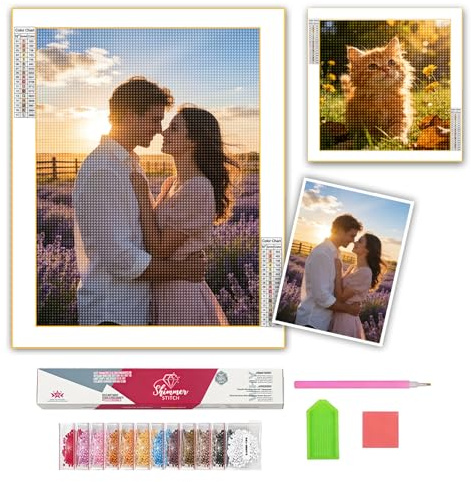 Aeor Personalisierte 5D Diamond Art & individuelle Diamond Paintings – Maßgefertigte Diamond-Painting-Sets für Erwachsene (Personalisierung für Haustiere, Paare und Familienfotos möglich) （30x30cm）
