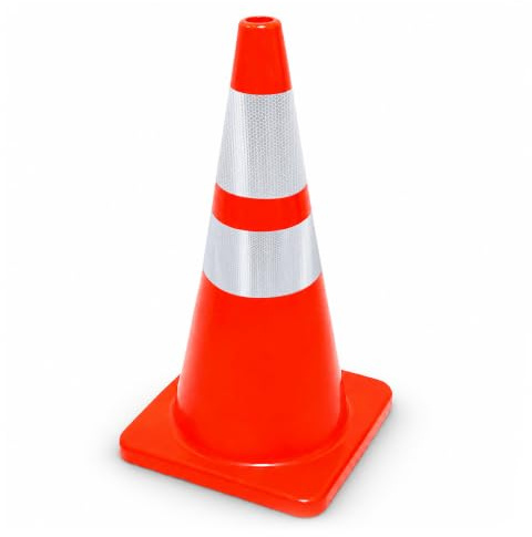 70CM PVC Traffic Safety Cone | Flexible Reflective Road Cone Orange | High Visibility Traffic Cone for Parking, Roadworks, Construction Sites, Driveways, Warehouses & Events - Set of 1