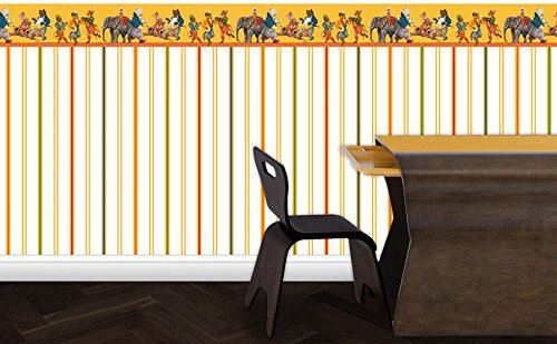 Lustig bunte Streifentapete Au Cirque - Vlies Tapete Streifen - Klassische Wanddeko - GMM Design Wandtapete für edle Wohnakzente (für halbhohe Wände H: 1,5m B: 46.5cm)