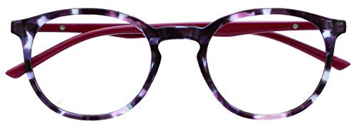 OPULIZE Met Gafas de Lectura Bloqueo de Luz Azul Montura Redonda Delgada Violeta Carey Resistente a Arañazos Bisagras de Muelle Mejoran Sueño Ordenador Gaming Antirreflejante Hombre Mujer B60-5 +1.50
