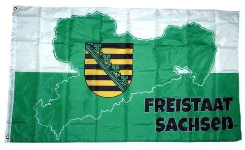 Fahne/Flagge Freistaat Sachsen Karte 90 x 150 cm