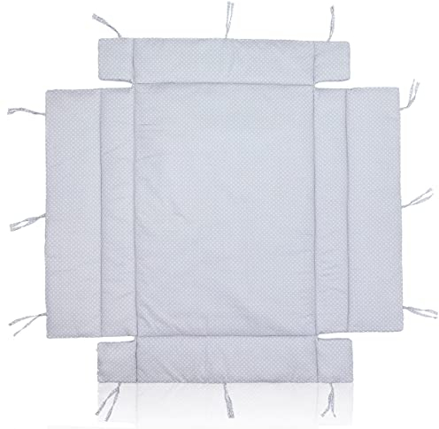 Stimo Big DOTS Einlage für Laufgitter Spielstall Laufstall 100 x 100 cm + 75 x 100 cm Laufstalleinlage Baumwolle Grau