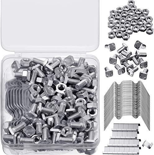 200 pcs Greenhouse Repair Kit Includes Glazing Clips W Wire, Z Overlap Clips, Aluminum Greenhouse Nuts and Aluminum Bolts(200 Pieces)