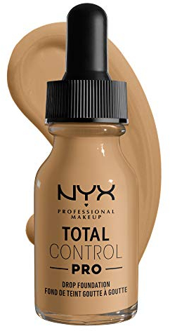 NYX Professional Makeup Total Control Pro Drop Foundation, Flüssiges Make up, Individuelle und aufbaubare Deckkraft, Vegane Formel, True-to-Skin Finish, 13 ml, Farbton: Beige